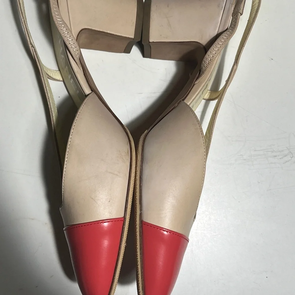 CHANEL Women's Red and Beige Heels